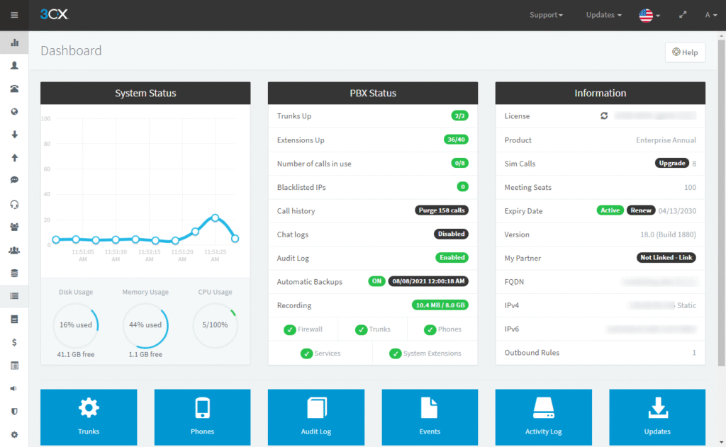 management console dashboard v18