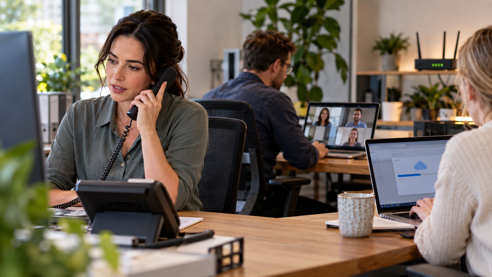 Small office sharing internet upload across calls and video meetings